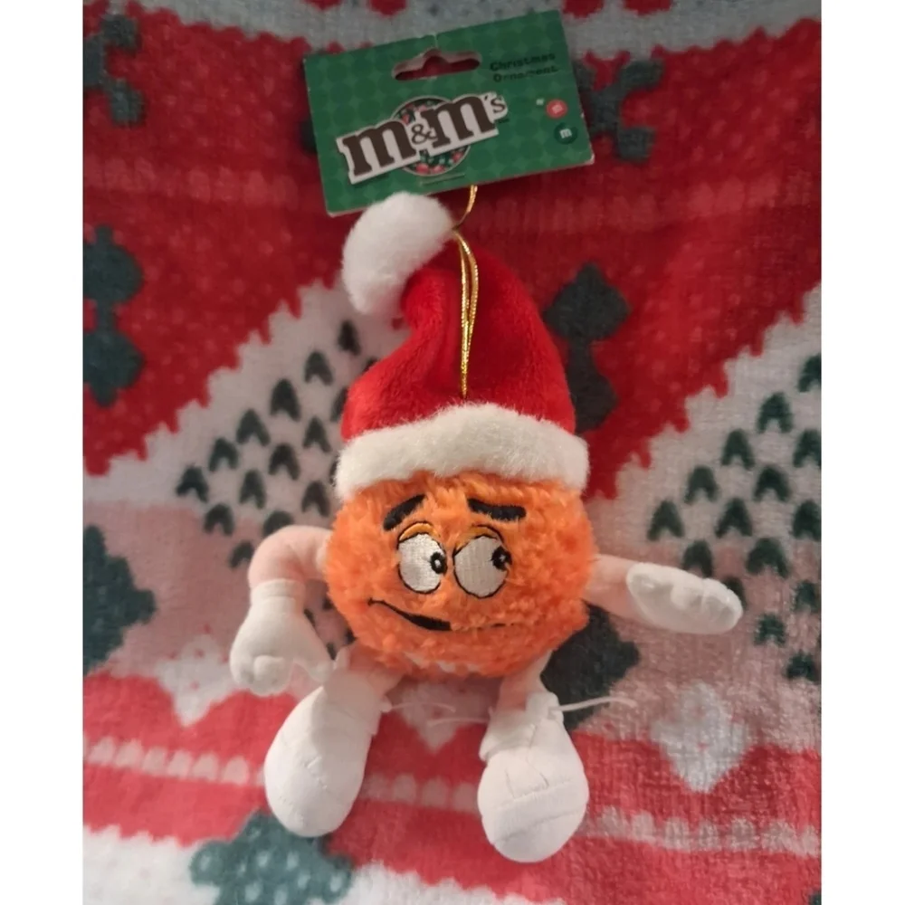 Christmas Tree Ornament Plush Orange M&M Character NWT
